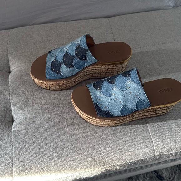 Chloe Shoes - Chloe denim wedge sandals size 40